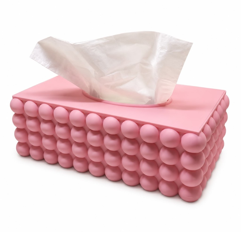 Roze tissuebox met bubbelstructuur